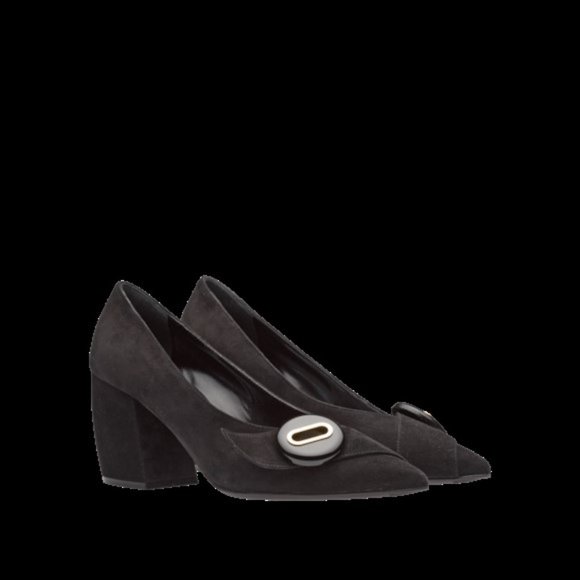 Prada black suede heels in size EU 40 US 10 NEW - Picture 2 of 12